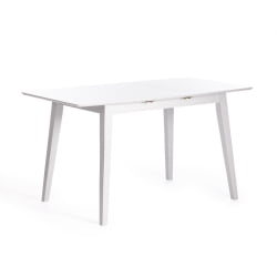 Большой обеденный стол Retro дерево гевея, МДФ, 110+30 x 75 x 75см, Белый (White)