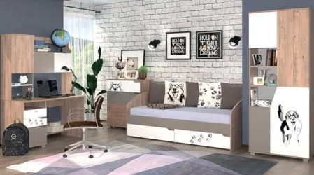 Кровать Хаски 31 Дуб Ирландский Мокко Белый