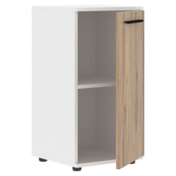 Шкаф колонка с глухой малой дверью ЕДИС ЕЛCС 42.1 Дуб Денвер светлый Черный Белый / EDIS ELCS