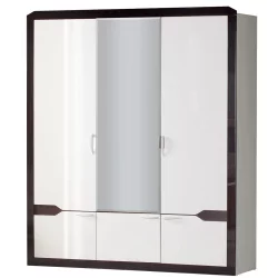 Шкаф для платья и белья 3-х дверный Ронда №310 Венге Белый глянец