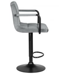 Стул барный ДОБРИН КРУГЕР АРМ БЛАCК (серый велюр (МДЖ9-75)) 2 шт / DOBRIN KRUGER ARM BLACK (MJ9-75))