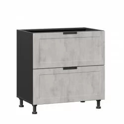 Тумба кухонная 800 с 2 ящиками ЛЮКС (4) Джамис ЛД 296.150.000.052 Черный Белый камень