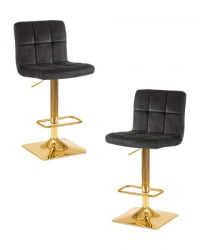 Стул барный ДОБРИН ГОЛДИЕ (черный велюр (МДЖ9-101)) 2 шт / DOBRIN GOLDIE (MJ9-101))