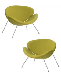 Кресло дизайнерское ДОБРИН ЕМИЛЙ (светло-зеленая ткань АФ3, хромированная сталь) 2 шт / DOBRIN EMILY AF3,