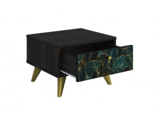 Тумба прикроватная Фьюжн ТМ-004 АРТ Угольный камень/TROPICAL