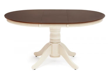 Стол деревянный Cairo / Каир (CT4260) дерево гевея, 100(133)х100х75см, Античный белый/Темный Дуб