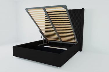 Мягкая интерьерная кровать "Версаль Люкс" с подъемным механизмом Материал фасада: Искусственная кожа; Спальное место: 1200х2000 мм; Цвет фасада: Кольт Ч; Цвет корпуса: Кольт Ч 