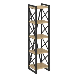 Стеллаж на регулируемых опорах - 5 полок LOFT VR.L-MST.O-5.4 Металл черный Тиквуд светлый