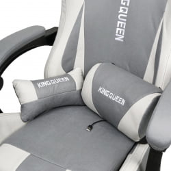 Кресло 1208, замша, цвет серо-белый с массажем, арт 1208-Grey-White