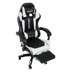 Кресло 1206 KINGQUEEN цвет черный/белый с массажем 1206-black-white-mass