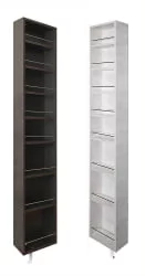 Распашной шкаф в гостиную в белом глянцевом стекле Лупо Шелф (левый) Беленый дуб