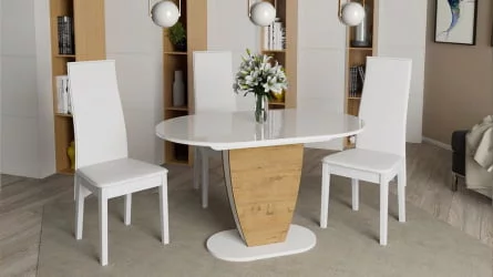 Стеклянный стол Монреаль Тип 1 Белый глянец/бунратти