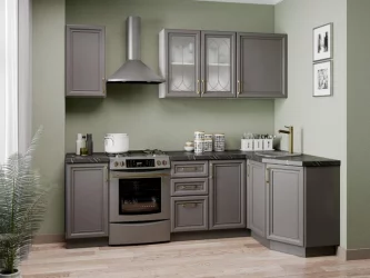 Шкаф кухонный 400 со стеклом Джелатто ЛД 241.320.000.102 Белый Оникс серый