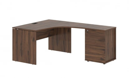 Стол эргономичный с тумбой правый EDIS EDCET 1518 R Дуб Денвер темный Черный