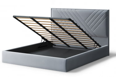 Кровать МИРА 2000*1200мм (без опор), велюр NEO 25 (серый), (б/основания, б/матраса)