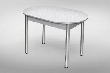 Стол обеденный Овальный ХРОМ 1кат 4137 Касабланка ЛДСП белый
