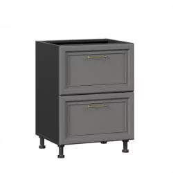 Тумба кухонная 600 с 2 ящиками ЛЮКС (4) Джелатто ЛД 241.900.000.163 Черный Оникс серый