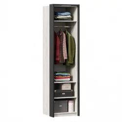 Шкаф одностворчатый с комбинированной дверью и паспарту Техно 02 Дуб Крафт белый Серый шифер