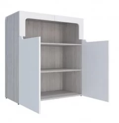 Тумбочка для детской Палермо Юниор 06 Ясень шимо светлый Белый глянец