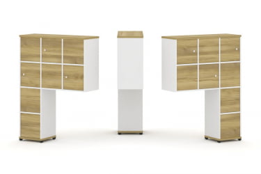 Надставка на стол высокая двухсторонняя + задняя стенка (8 шт.) + блок с 2-мя ящиками (2 шт.) + распашной фасад (6 шт.) CОНCЕПТ CН.ДНВ-004 Дуб Винченцо Белый бриллиант Черный металл / CONCEPT CN.DNV-004