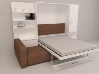 Шкаф-диван-кровать Смарт 1 правый с полкой и пуфом 1400 Венге