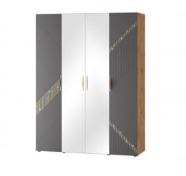 Шкаф четырехдверный с зеркалом (лев/прав) Монако 902.14 Дуб Вотан Графит