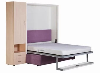 Шкаф-диван-кровать Смарт 1 3-в-1 левый 1400 Белая шагрень