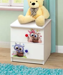 Тумбочка для детской прикроватная с фотопечатью Совята Белый