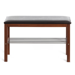 Банкетка BERYL дерево / экокожа, 67*31*49 см, темный орех/коричневый