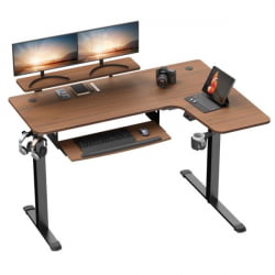 Стол для компьютера угловой (правый) c электрической регулировкой по высоте EUREKA ERK-L60R-WN