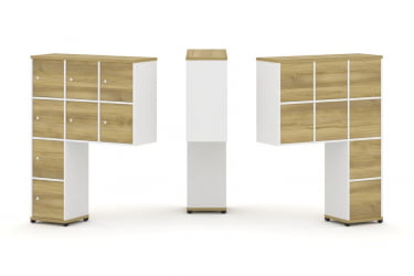 Надставка на стол высокая односторонняя + задняя стенка (8 шт.) + распашной фасад (8 шт.) CONCEPT CN.ONV-010 Дуб Винченцо Белый бриллиант Черный металл