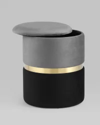 Пуф Кэрри с ящиком велюр Серо-черный