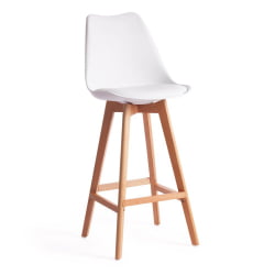 Стул барный TULIP BAR (mod. C1014H) / 1 шт. в упаковке пластик/дерево, 57 х 48 х 104 см, белый 018 /натуральный