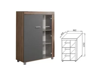 Шкаф для посуды в гостиную Бэлла-5  МЦН 900 Смоки софт Индиан эбони темный