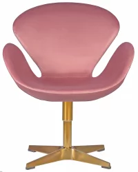 Кресло дизайнерское DOBRIN SWAN gold розовый велюр BLUVEL5