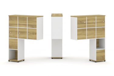 Надставка на стол высокая двухсторонняя + задняя стенка (8 шт.) + распашной фасад (6 шт.) CОНCЕПТ CН.ДНВ-009 Дуб Винченцо Белый бриллиант Черный металл / CONCEPT CN.DNV-009