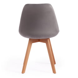 Стул TULIP SOFT (mod. 74) / 1 шт. в упаковке вельвет/дерево , 54 х 47 х 83 см , светло-серый (HLR19)/натуральный