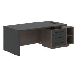 Стол руководителя правый VELION VCT 2190 R Яшма черный Дуб Сильвер