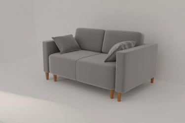 Серый диван Ультра (Berhouse) Цвет фасада: Левис 09 велюр; Тип: Прямой; Материал фасада: Металл/Велюр