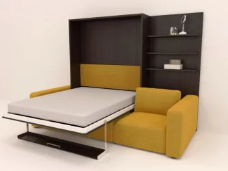 Диван кровать-трансформер Смарт 1 с пуфом 3-в-1 1400 правый Ясень шимо темный