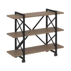 Стеллаж на колесных опорах - 3 полки LOFT  VR.L-MST.K-3.8V Металл черный Дуб Аризона
