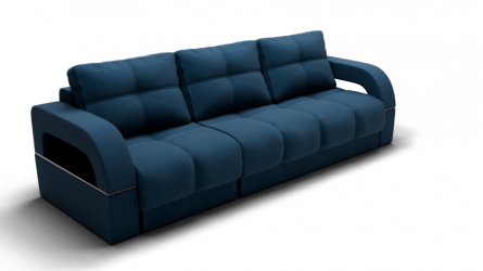 Диван Рич-2 (ЗР) Цвет фасада: Синий; Тип: Левый/правый; Материал фасада: Металл/Велюр