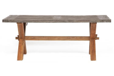 Стол обеденный Secret De Maison Kalido дерево тик, 200х100х78см, серый/натуральный