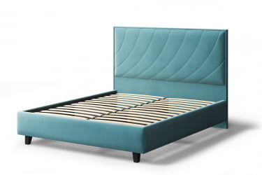 Кровать СОФИЯ 2000*1600мм (на опорах), велюр NEO 22 (бирюзовый), (б/основания, б/матраса)