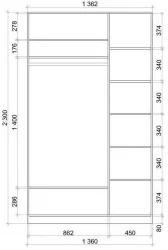 Шкаф-купе с фотопечатью Хит-23-14-77 Париж Аруба Венге