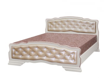 Кровать из массива Карина-10 200х160 Дуб молочный Светлая экокожа