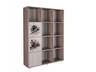 Стеллаж с фасадами ДМ 12 Ясень шимо темный/Голубой