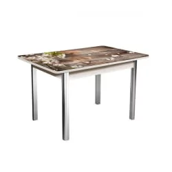 Стол нераздвижной 1,2 Победа, СТЕКЛО, опоры полуовал ХРОМ, Беленый дуб/128947691_78927