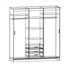 Шкаф купе 2-ух дверный Лидер 3 Ясень шимо темный-светлый