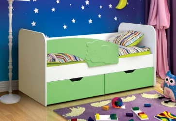 Кровать детская Винни-Пух  800*1600 Белый/Зеленый глянец